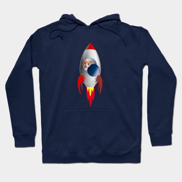 Funny Rocket Kitty (Orange Kitty) Hoodie by leBoosh-Designs